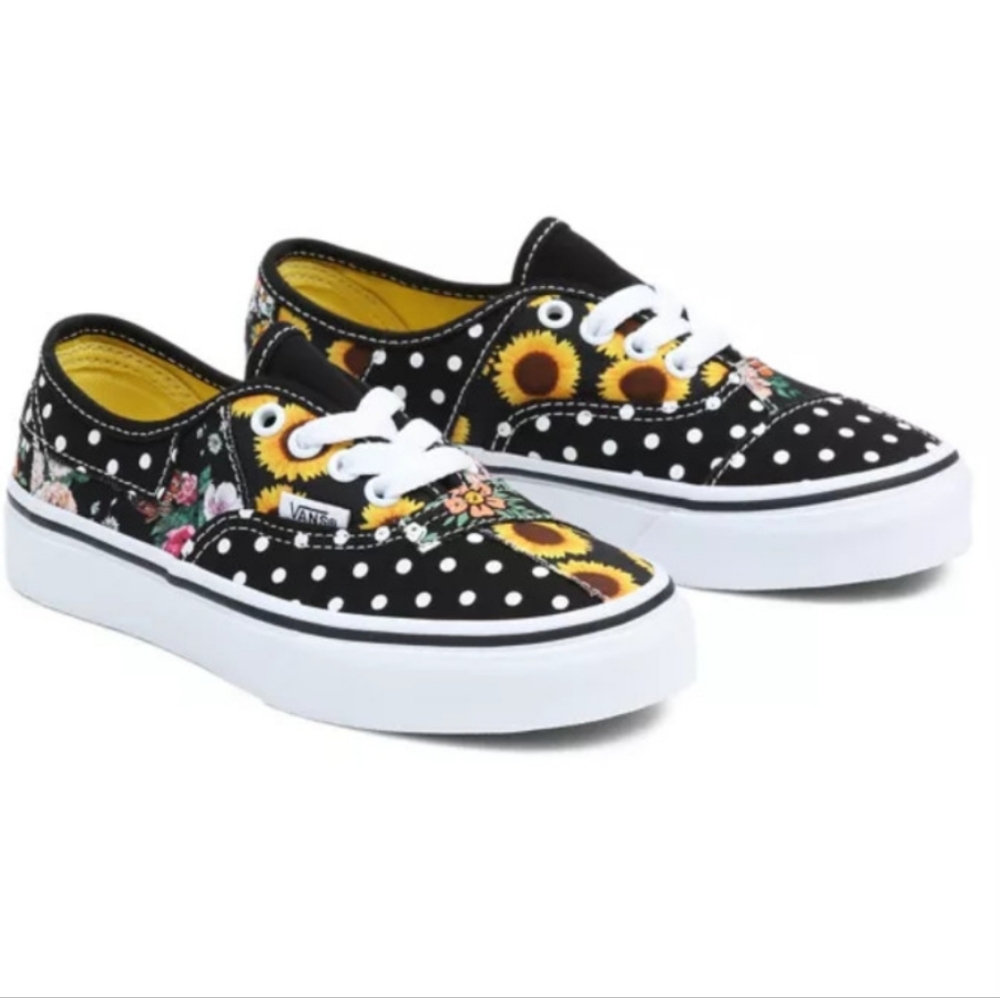 NWOT‎ Vans size 11 patchwork sunflower polka dot lace-up running shoes